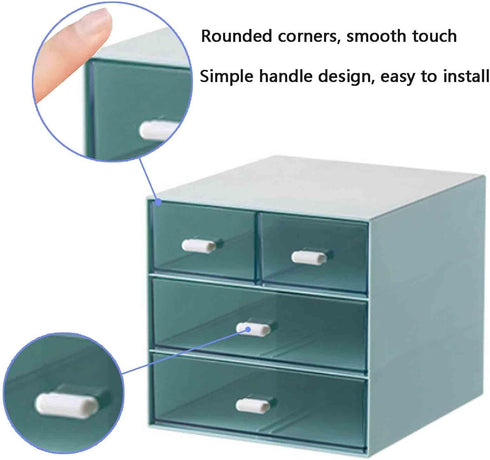 Desk Organizer with Drawer, Office Storage Box with 4 Acrylic Drawers for Desktop, Dressing Table, Home, School