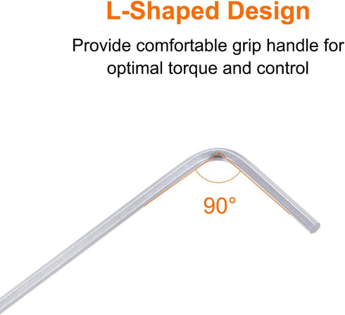 Ball End Hex Key Wrench, 1.5mm L-Shape Long Arm Metric Wrenches, Chrome Vanadium Steel Repair Tool, Silver Tone