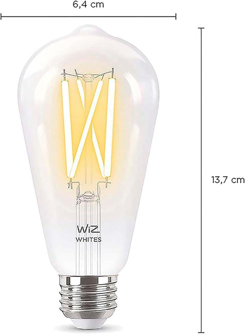 60W ST19 Bulbs E26 Bulb 1 Pack WiZ Connected Tunable White Filament LED Smart Light - Connects to Your Wi-Fi - Smart