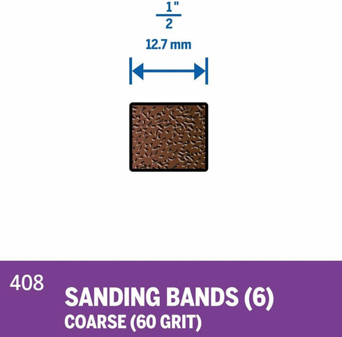 408 1/2-Inch 6 Pack, Dremel Sander Bands, Coarse, Rotary Tool Accessory