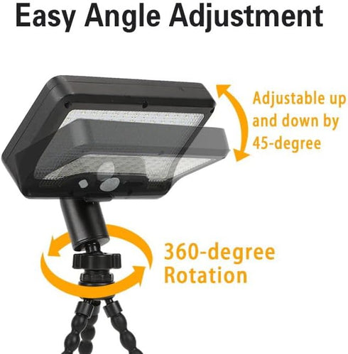 360 3 IP65 Gate,(1) Solar Outdoor LED Motion Sensor Lights, Solar & USB Dual Charging, Adjustable Octopus Stand