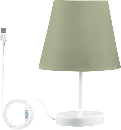 GOODOLD Sage Green Solid Table Lamp for Bedroom, 3 Lighting Modes LED Bedside
