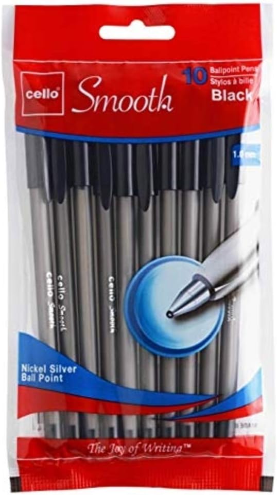 CELLO SMOOTH STICK PEN, BLACK, 10 UNITS (USD1.25 per pack)