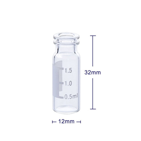 2 ml Autosampler Vials, 11 mm Snap Top with Label, Clear Glass, 100 pcs/pk.