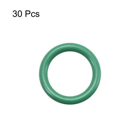uxcell Fluorine Rubber O-Rings, Pack of 30 FKM Seal Gasket for Machinery Plumbing, 10mm OD 7mm ID 1.5mm Width, Green