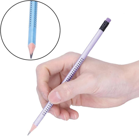 Triangular Cute Sharpened Pencils, Pencil Set with Eraser, Fat Thick Strong Graphite Pen, Non-slip Multi-color Writing