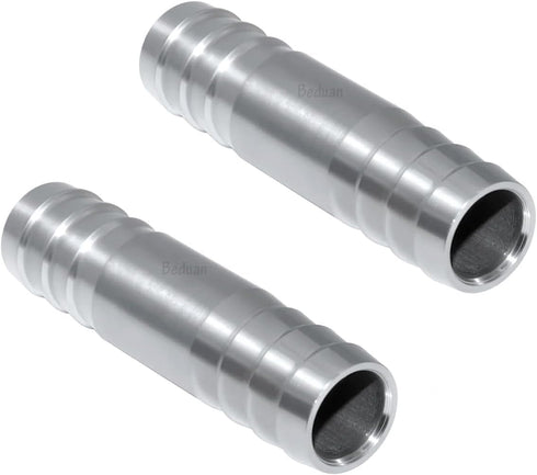 Beduan Stainless Steel 3/4" Hose Barb Splicer Mender Round Union Coupler Fitting, Pack of 2
