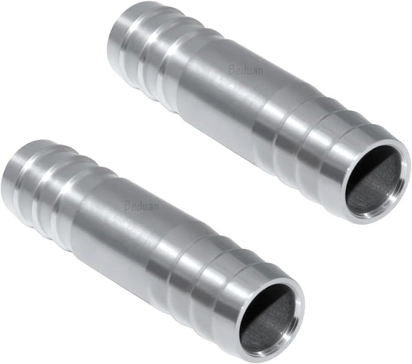 Beduan Stainless Steel 3/4" Hose Barb Splicer Mender Round Union Coupler Fitting, Pack of 2