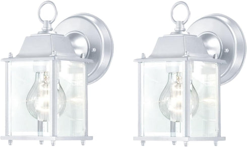 WISBEAM 2 Packs White Outdoor Wall Lantern, Black Exterior Waterproof Wall Sconce