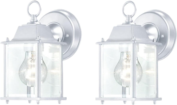 WISBEAM 2 Packs White Outdoor Wall Lantern, Black Exterior Waterproof Wall Sconce