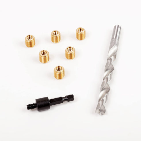 E-Z LOK 400-428 Threaded Inserts for Wood - Brass Installation Kit with 1/4-28 Knife Thread Inserts