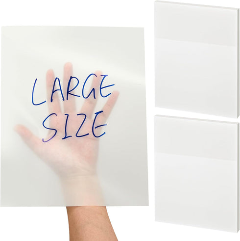 Gueevin 100 Sheets Extra Large Jumbo Transparent Sticky Notes, Clear Self Sticky Notes, Office School Supply (Clear,
