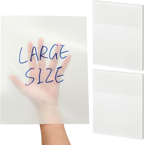 Gueevin 100 Sheets Extra Large Jumbo Transparent Sticky Notes, Clear Self Sticky Notes, Office School Supply (Clear,