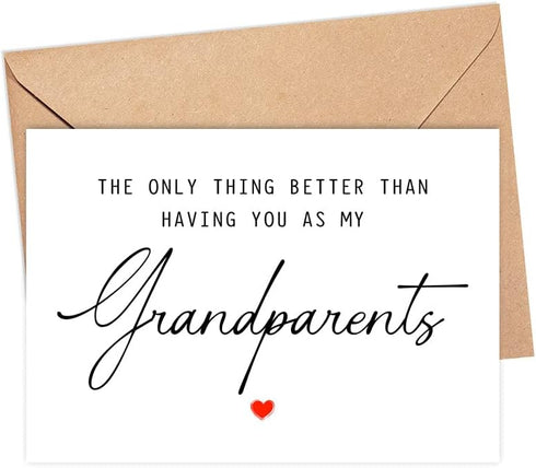 DiandDesignGift Pregnancy Announcement Grandparents Card, 5 x 7 inches, Blank Inside, Includes Envelope