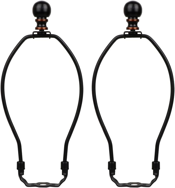 8 Inch Lamp Harp, 2 Set Black Lamp Shade Holder with Finial, DIY Detachable Replacement Adapter for Table & Floor Lamps