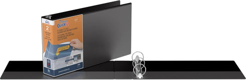 QuickFit Heavy Duty 8.5 x 14 Landscape Spreadsheet View Binder, 2 Inch Round Ring, Black
