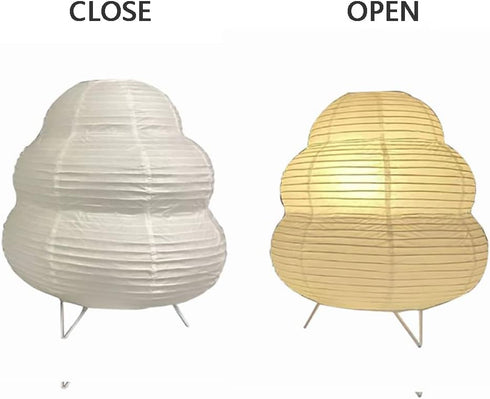 2 Pack Bedside Table Lamp Paper and Chrome Standing Lamp Room Decoration Festival Lantern Light Nightstand Desk Lamp