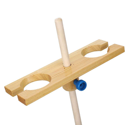 2 Holes Funnel Stand, Adjustable Height Wooden Lab Separating Funnel Rack for School Laboratory Experiment