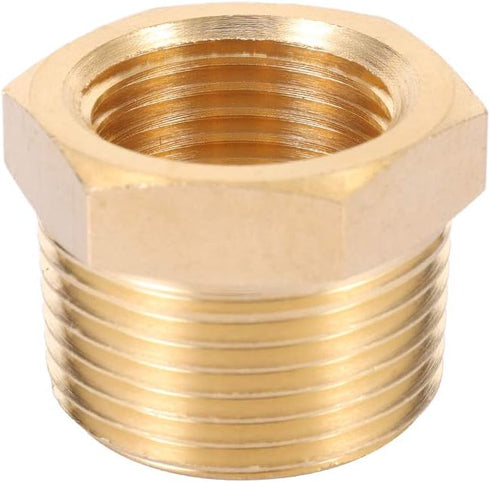 Brass Pipe Fitting Hex Head Bushing Adapter, 3/4 Inch NPT Male to 1/2 Inch NPT Female Hose Tube Fitting
