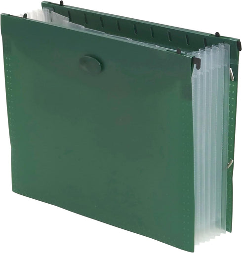 Iconikal Expanding Hanging File Folder, 7 Divider Pockets, Green, 12-Pack