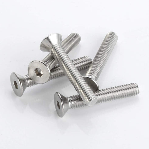 1/4-20 x 3/4" Flat Head Socket Cap Screws, Allen Socket Drive, Stainless Steel 18-8 (304), Full Thread, Bright Finish,
