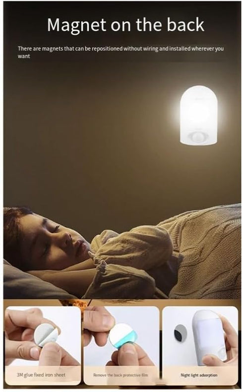 Bloepum Round LED Sensor Light Small Table Lamp Dormitory Bedside Night Light Portable Emergency Night Light