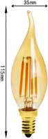 6-Pack E14 4W C35 Dimmable Bulb, 2200K 400LM Bulb, C35 40 110V LED Filament Warm White Edison Candle Flame Shape Bent
