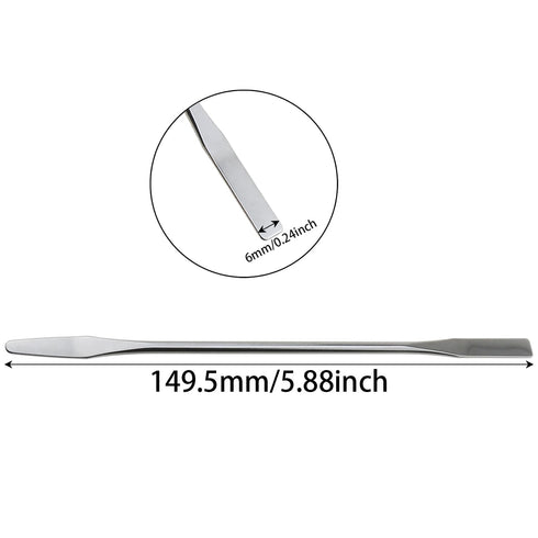 4PCS 150mm/5.9inch Laboratory Miniature Dual Head Spatula Semi Miniature Spatula Tapered Arrow Flat Head Silver Stainless Steel Miniature Dual Head Spatula Suitable for Science Lab and Craft