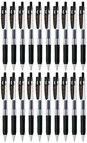 Zebra Sarasa Clip 0.3 Retractable Gel Ink Pen, Black Ink, Rubber Grip, Value Set of 20