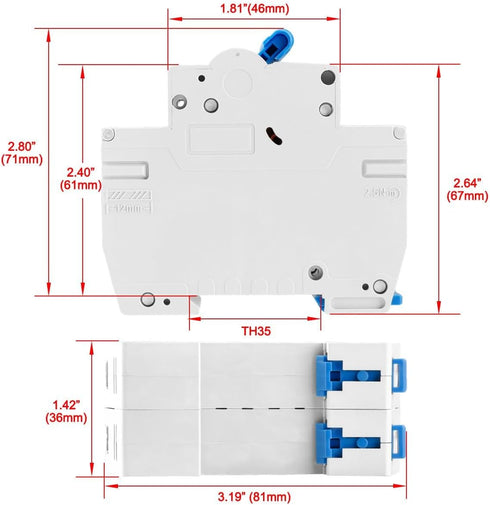 Miniature Circuit Breaker HSB6C 16Amp Current 2 Pole Type C 6kA Breaking Capacity Din Rail Mounting