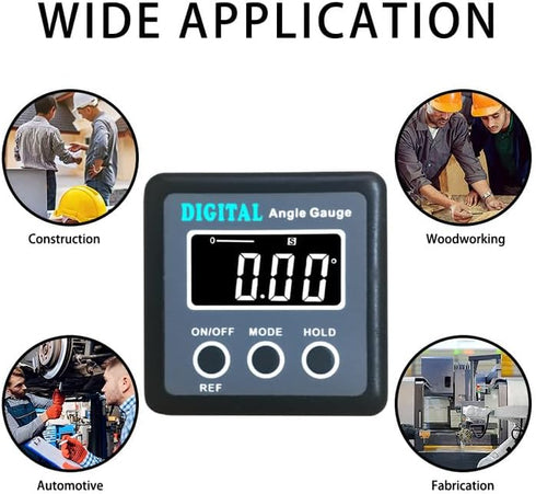 Digital Angle Gauge, eOUTIL Mini Digital Level Protractor with V-Groove Magnetic Base for Woodworking