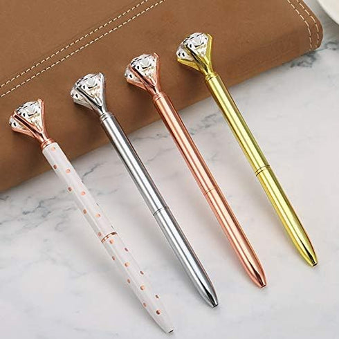 Heidi 8PCS Crystal Diamond Ballpoint Pens, Rhinestone Black Ink Metal Sign Pen for School Office Supplies