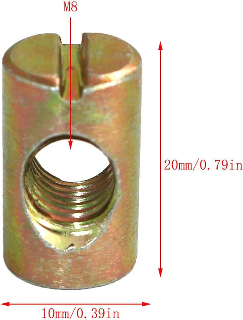RLECS 12pcs M8 Pozidriv Hammer M8 20mm Slotted Barrel Nuts Cross Dowels Slotted Nuts Horizontal Hole Nut Embedded Nut