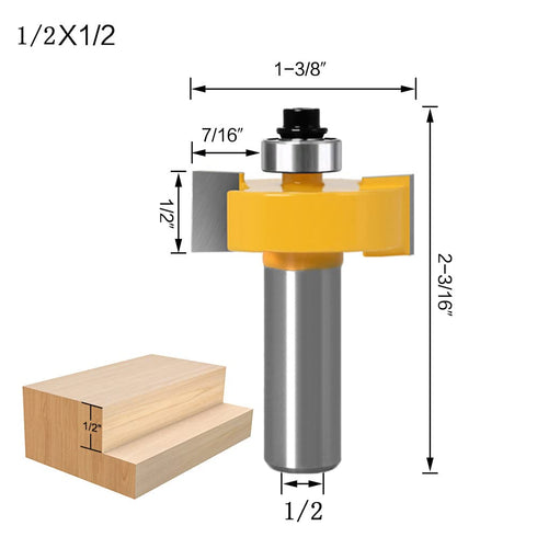 1/2 Inch Set, 3 6 Set (1/8", 1/4", 5/16", 3/8", 7/16", 1/2" (1/2 Inch) WSOOX Shank Rabbet Router Bit Pieces Rabbeting