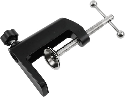 1PCS Black Aluminum Alloy Desk C-Clamp, Desk Light Mounting Cantilever Bracket with Adjustable Screws