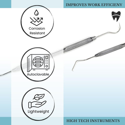 HIGH TECH INSTRUMENTS #5 (5) Dental Tartar Scraper Tool Double Ended Explorer Probe Plaque Remover Stainless Steel