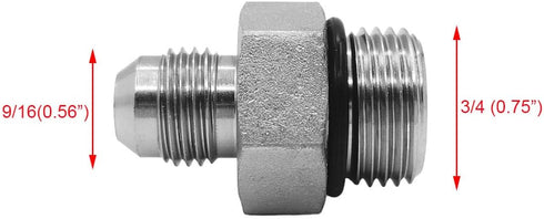 (2-PACK) 6400-06-08-O Hydraulic Hose Adapter Fitting 3/8" Male JIC 37° Flare (9/16"-18UNF) × 1/2" Male O-Ring Boss (3/4"-16UNF) SAE Straight Pipe Joints Tube Connector Carbon Steel by BEITERSTOE