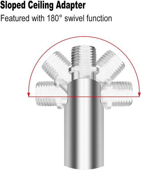8 M10 180 Pieces Threaded Extension Poles Lighting Fixture Downrods Stems & Degrees Sloped Ceiling Adapter Kits