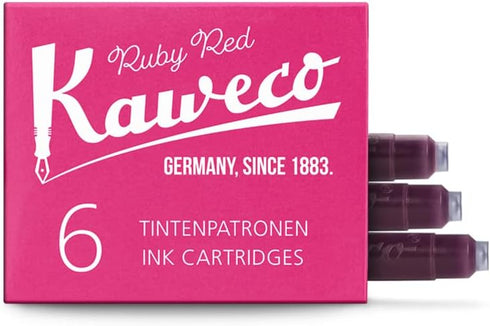 Kaweco Fountain Pen Ink Cartridges, Ruby Red, Pack of 6, Vegan
