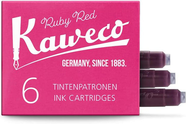 Kaweco Fountain Pen Ink Cartridges, Ruby Red, Pack of 6, Vegan