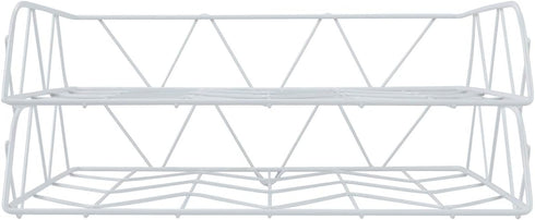 PAG 2 Packs Desktop File Organizer - Metal Stackable Horizontal Letter Tray Paper Holder Rack, White
