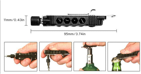 FCHMY Lseqow Multifunctional Keychain Mini Screwdriver EDC Outdoor Camping Portable Pocket Tools with LED Flashlight