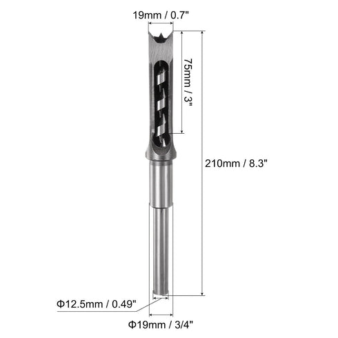 uxcell Square Hole Drill Bit, 3/4" High-Carbon Steel Hollow Chisel Mortise Power Tool for Woodworking