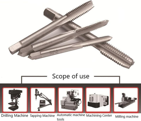 Metric Machine Tap Left Hand for Drilling Tapping on Soft Metal, H2 3 Flutes High Speed Steel Screw Thread Tap M10 x