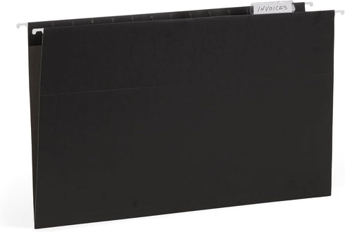 Blue Summit Legal Hanging File Folders - 25 Pack, Legal Size, Black for Organization