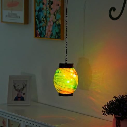 Solar Hanging Lanterns Outdoor, Waterproof Solar Glass Lights, Color Changing Led Lamp Light for Garden Yard Tree Home