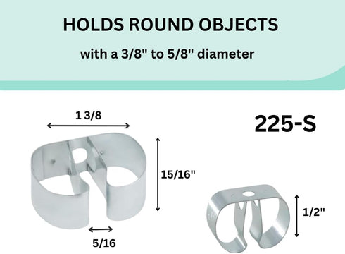 20 pack, 3/8-5/8 Inch 225-S, (20) Spring Clip, Wall Mounted Grip Clip, Holds Diameter with Screws, Pipe, Tool Holder