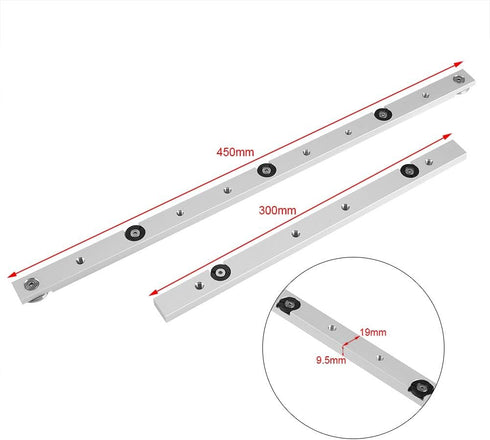 Miter Bar, Aluminium Alloy Miter Bar Slider Table Saw Miter Gauge Rod Woodworking Tool Jig and Fixture Bar for Building Various Jigs on Your Table Saw, 300mm / 11.81'' (300 Slider)