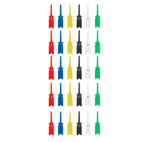 Mini SMD Ic Test Hook Clip Grabbers Probe Jumper for Electronic Experiment B53 Analyzer Clip 30Pcs(White red Black Blue Green Yellow)