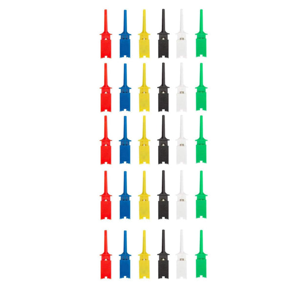 Mini SMD Ic Test Hook Clip Grabbers Probe Jumper for Electronic Experiment B53 Analyzer Clip 30Pcs(White red Black Blue Green Yellow)